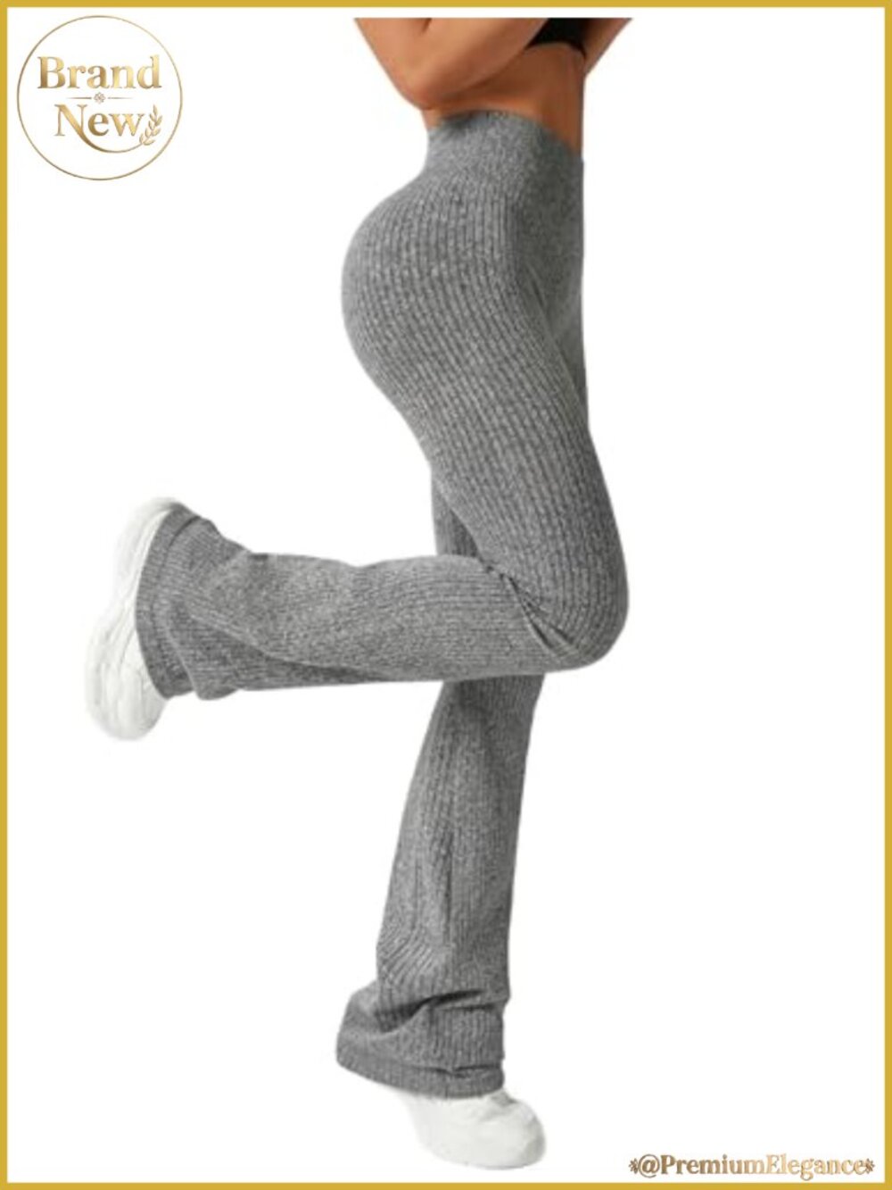 High Waist Ribbed Flare Yoga Pants Seamless Butt Lifting Women Leggings